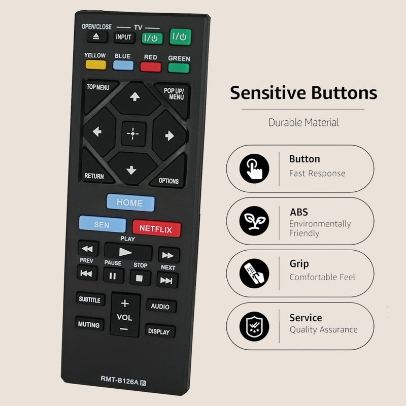 Kassionel Replaced Remote Control for Sony BDP-S2100 BDP-BX320 BDP-S5200/E BD Blu-Ray DVD Disc Player - Image 3